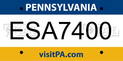 ESA7400 Pennsylvania License Plate
