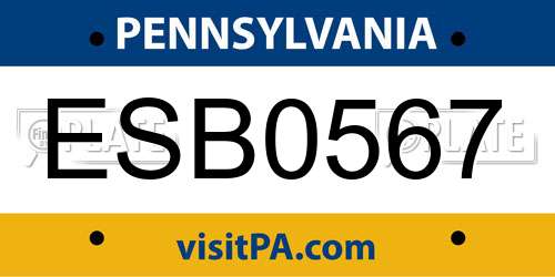 ESB0567 Pennsylvania License Plate