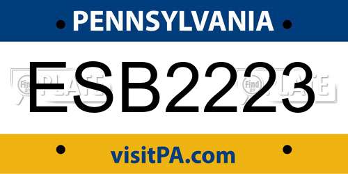 ESB2223 Pennsylvania License Plate