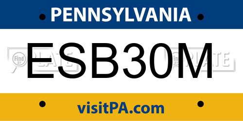 ESB30M Pennsylvania License Plate