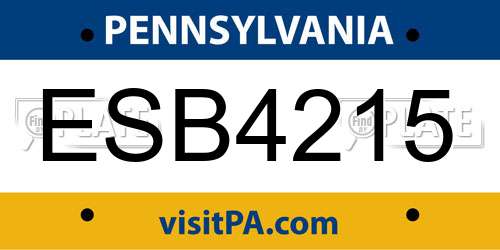 ESB4215 Pennsylvania License Plate