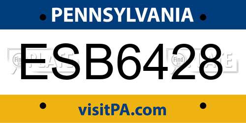ESB6428 Pennsylvania License Plate