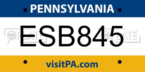 ESB845 Pennsylvania License Plate