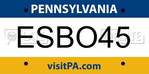 ESBO45 Pennsylvania License Plate