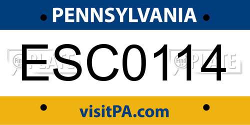 ESC0114 Pennsylvania License Plate