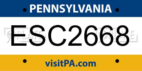 ESC2668 Pennsylvania License Plate