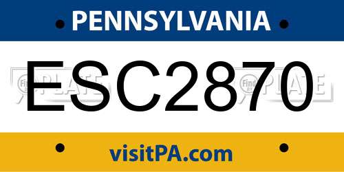 ESC2870 Pennsylvania License Plate