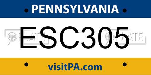 ESC305 Pennsylvania License Plate