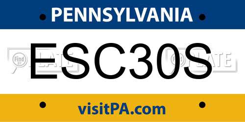 ESC30S Pennsylvania License Plate