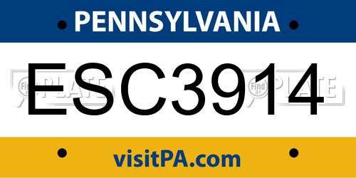 ESC3914 Pennsylvania License Plate
