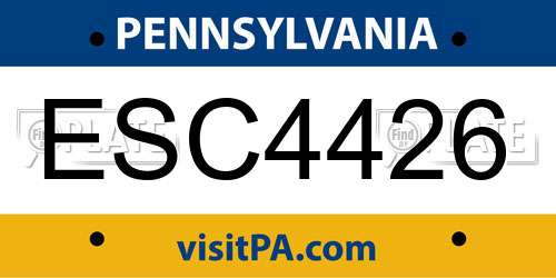 ESC4426 Pennsylvania License Plate
