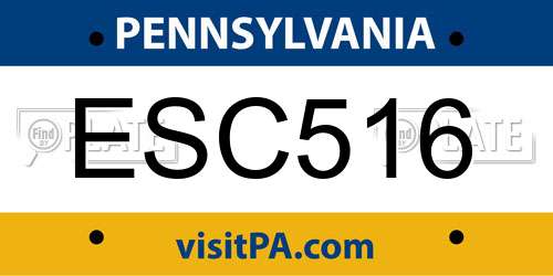 ESC516 Pennsylvania License Plate