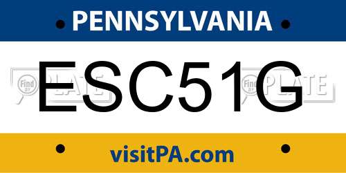 ESC51G Pennsylvania License Plate