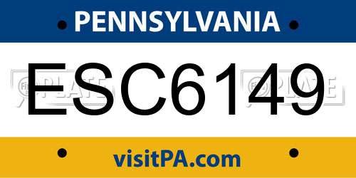 ESC6149 Pennsylvania License Plate