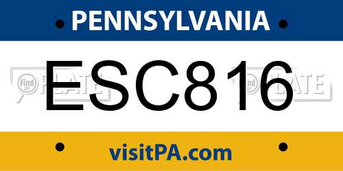 ESC816 Pennsylvania License Plate