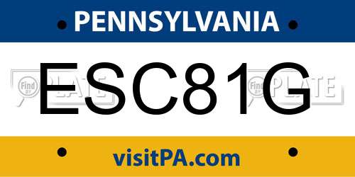 ESC81G Pennsylvania License Plate