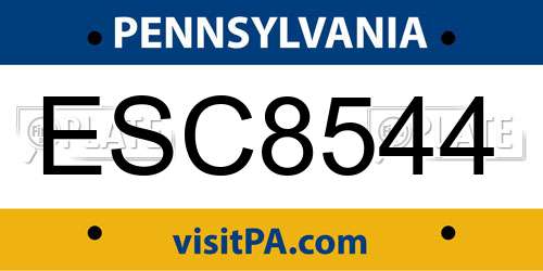 ESC8544 Pennsylvania License Plate