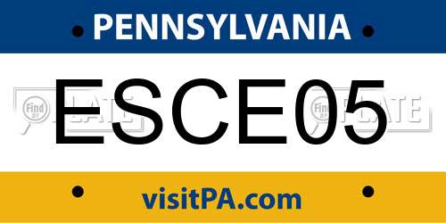ESCE05 Pennsylvania License Plate