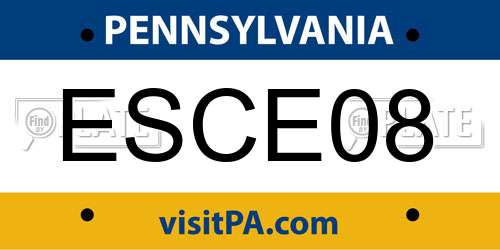 ESCE08 Pennsylvania License Plate