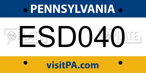 ESD040 Pennsylvania License Plate