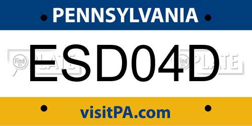 ESD04D Pennsylvania License Plate