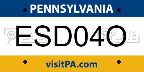 ESD04O Pennsylvania License Plate