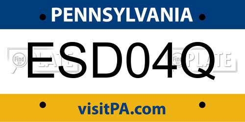 ESD04Q Pennsylvania License Plate