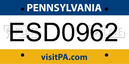 ESD0962 Pennsylvania License Plate