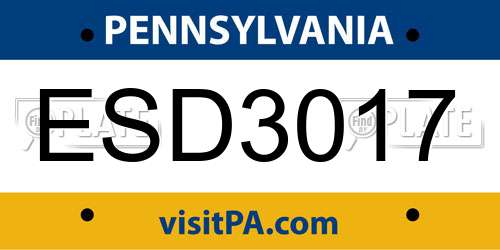 ESD3017 Pennsylvania License Plate
