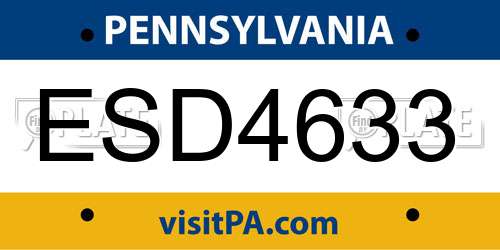 ESD4633 Pennsylvania License Plate