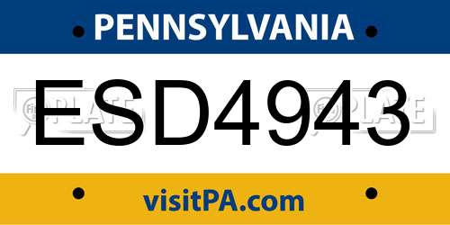 ESD4943 Pennsylvania License Plate