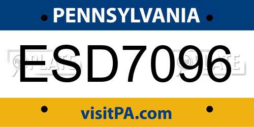 ESD7096 Pennsylvania License Plate