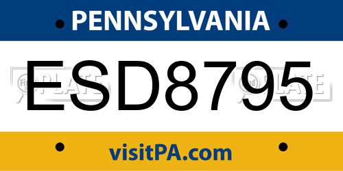 ESD8795 Pennsylvania License Plate