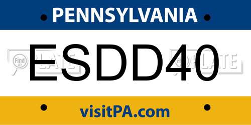 ESDD40 Pennsylvania License Plate