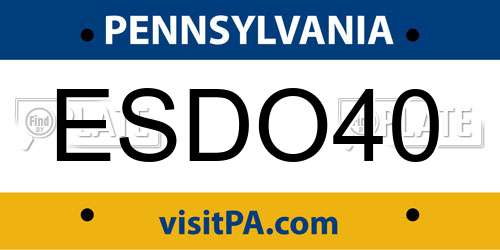 ESDO40 Pennsylvania License Plate