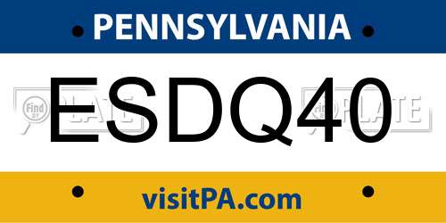 ESDQ40 Pennsylvania License Plate