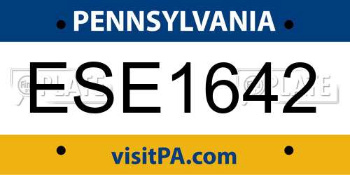 ESE1642 Pennsylvania License Plate