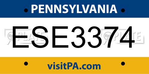 ESE3374 Pennsylvania License Plate