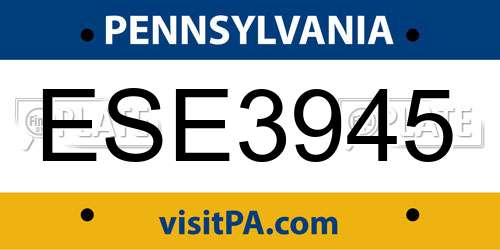ESE3945 Pennsylvania License Plate