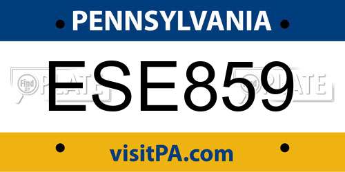 ESE859 Pennsylvania License Plate
