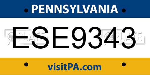 ESE9343 Pennsylvania License Plate