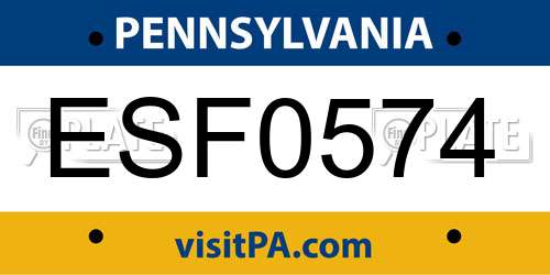 ESF0574 Pennsylvania License Plate