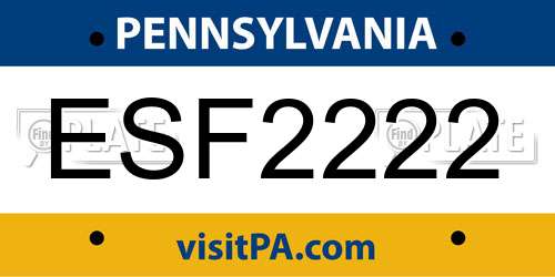 ESF2222 Pennsylvania License Plate