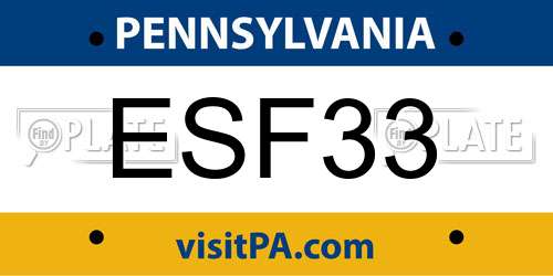 ESF33 Pennsylvania License Plate