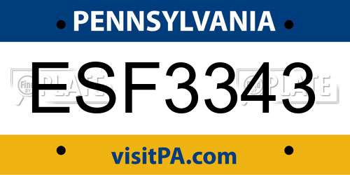ESF3343 Pennsylvania License Plate