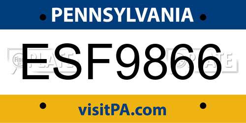 ESF9866 Pennsylvania License Plate