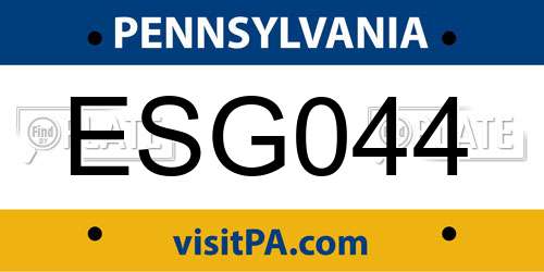 ESG044 Pennsylvania License Plate