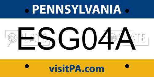 ESG04A Pennsylvania License Plate