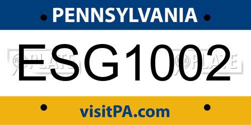 ESG1002 Pennsylvania License Plate