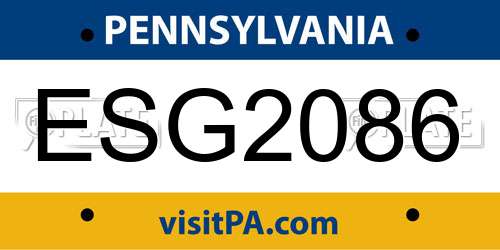 ESG2086 Pennsylvania License Plate